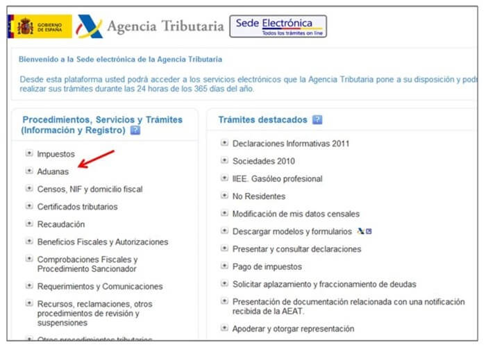 Formulario DUA - Acceso a Formulario - Aduanas