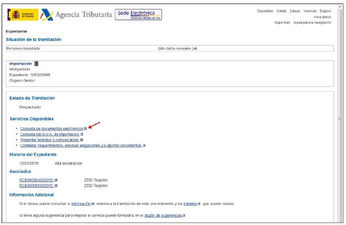 Formulario DUA - Acceso a Formulario - Consulta de documentos electrónicos