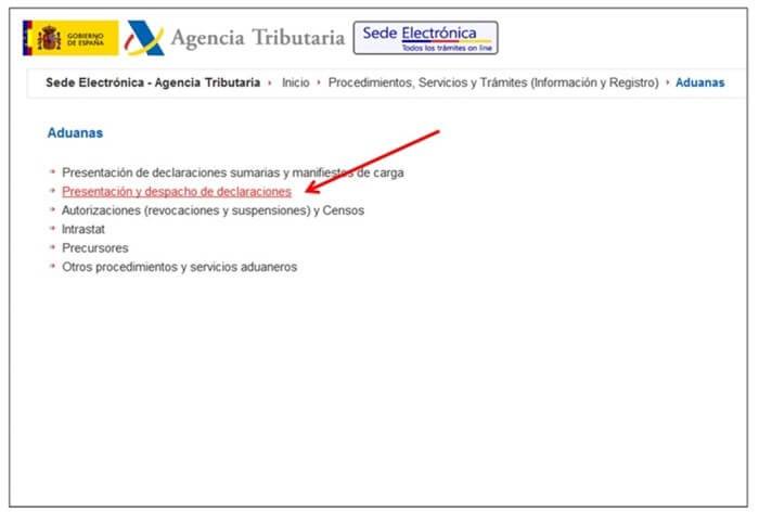 Formulario DUA - Acceso a Formulario - Presentación y despacho de declaraciones