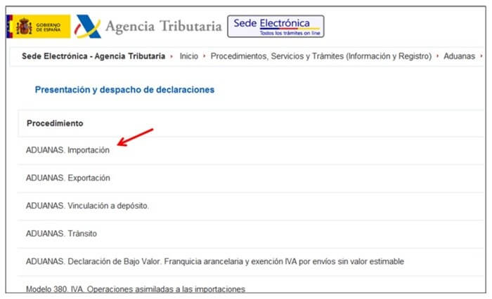 Formulario DUA - Acceso a Formulario - Aduanas importación